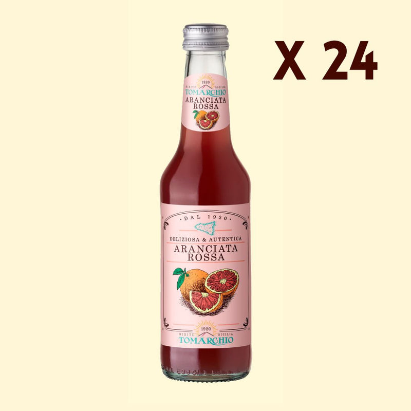 24 x Bottiglie di Aranciata Rossa Bibita Gassata con Succo di Arancia Sanguinello - 27,5 cl