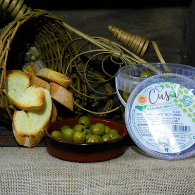 Olive Verdi Denocciolate in Salamoia Varietà Nocellara del Belice DOP - Secchiellino da 400 g