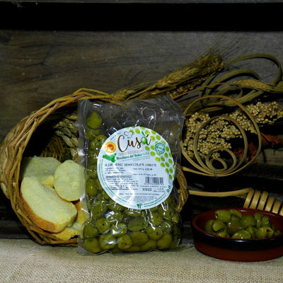 Olive Verdi Denocciolate Condite Varietà Nocellara del Belice DOP - Busta da 450 g