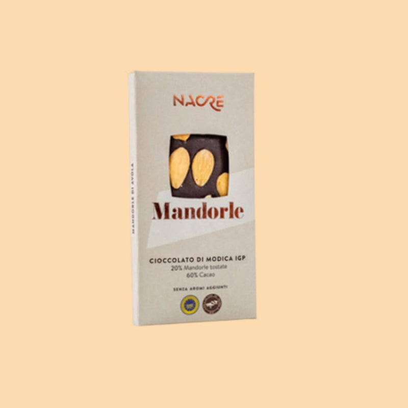 Bottega Sicana Cioccolato di Modica IGP con Mandorle di Avola Tostate - Confezione da 3 Barrette da 70 g