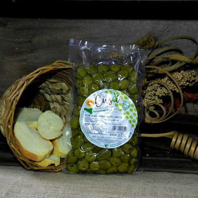 Olive Verdi Denocciolate Condite Varietà Nocellara del Belice DOP - Busta da 450 g