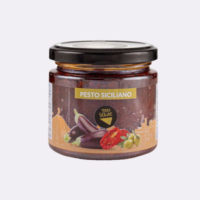 Pesto Rosso Siciliano con Pomodoro Secco e Melanzane - Vaso in Vetro da 190 g