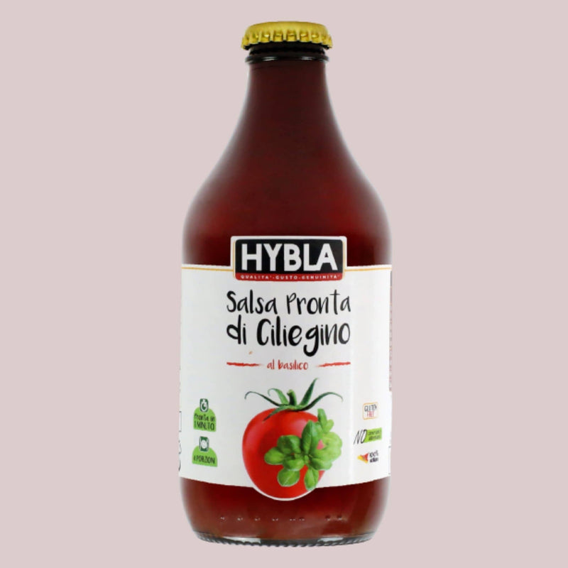 12 x Bottiglie di Salsa Pronta di Pomodoro Ciliegino al Basilico - Diversi Formati